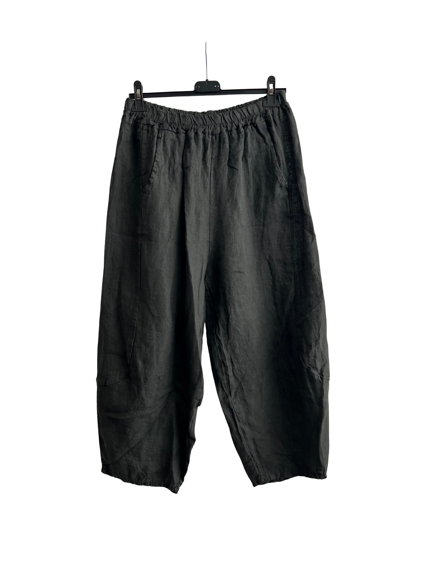 New Ladies Italian Linen Barrel Leg Trousers With Elasticated Waist