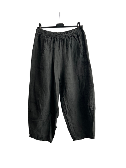 New Ladies Italian Linen Barrel Leg Trousers With Elasticated Waist