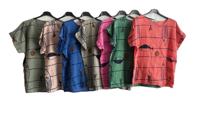 New Women's Ladies Italian Summer Fish Print Casual Tunic Top