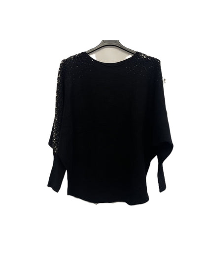 Brand New Womens Ladies Lagenlook Pearl Diamante Sparkly Batwing Sleeve Jumper