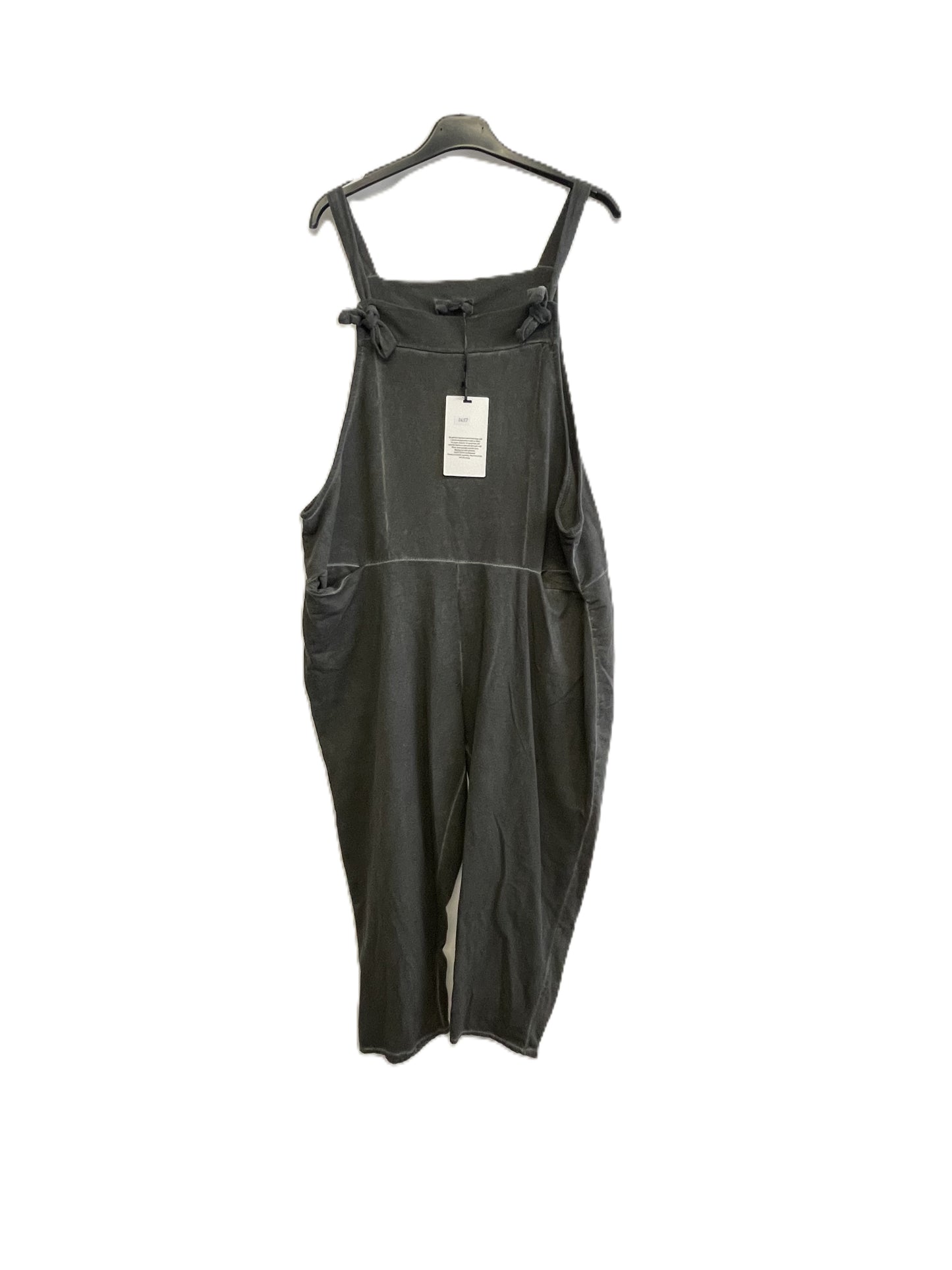 Ladies Italian Lagenlook Acid Washed Plain Jersey Casual 2 Pocket Dungarees