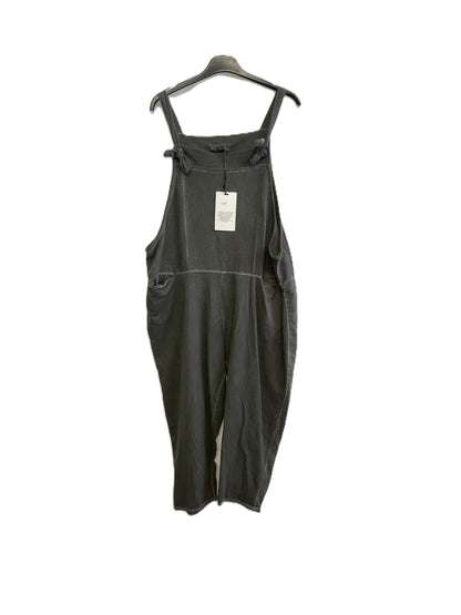 Ladies Italian Lagenlook Acid Washed Plain Jersey Casual 2 Pocket Dungarees