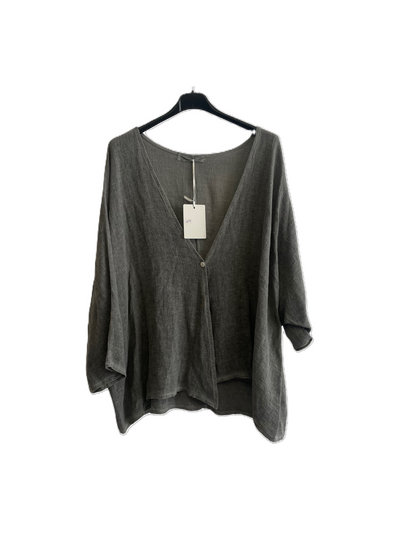 Womens Italian Overtop/ Cardigan Layering Linen One Button Long Sleeve Top