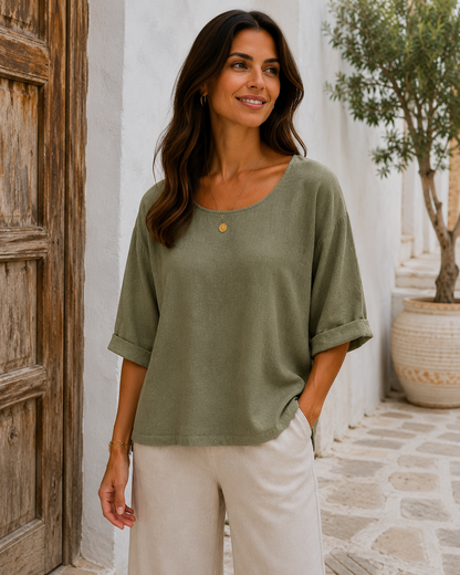 Brand New Womens Italian Lagenlook Lightweight Summer Scoop Neck Short Crop Top