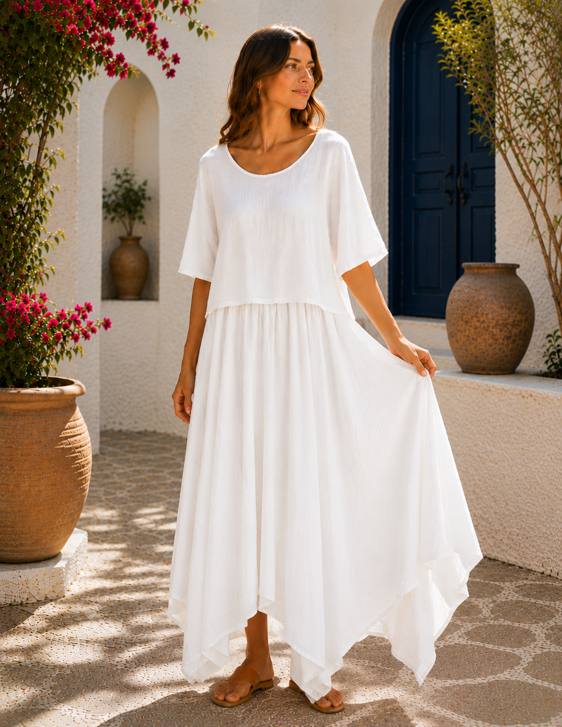 Brand New Womens 2 Piece Lightweight Long Maxi Dress with Over Crop Top