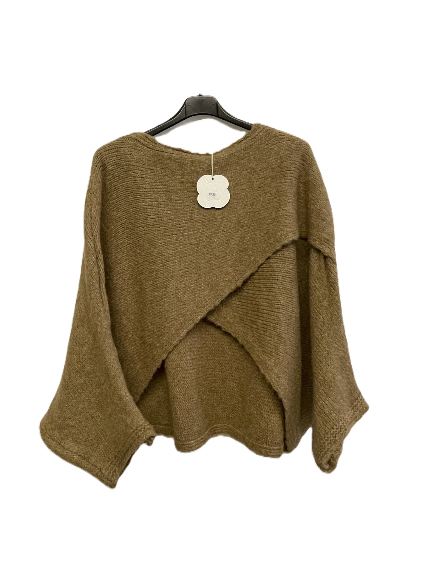 Ladies Italian Quirky Soft Chunky Knit Wrap Over Jumper With Batwing Sleeves