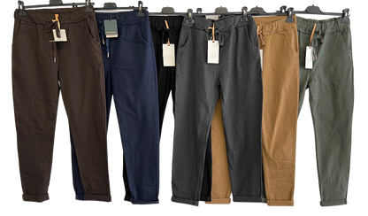 Ladies Italian Lagenlook Regular Smooth Magic Pants Casual Comfy Trousers
