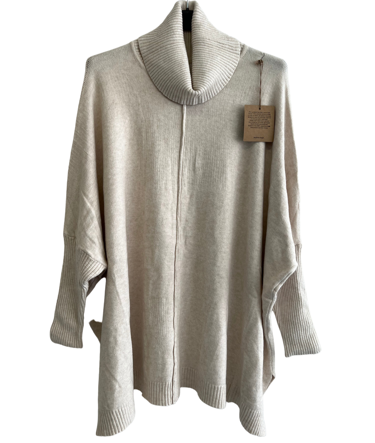 Womens Italian Oversized Cowl Neck Box Shaped Jumper with Exposed Seam Detail