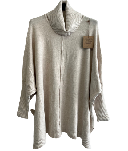 Womens Italian Oversized Cowl Neck Box Shaped Jumper with Exposed Seam Detail