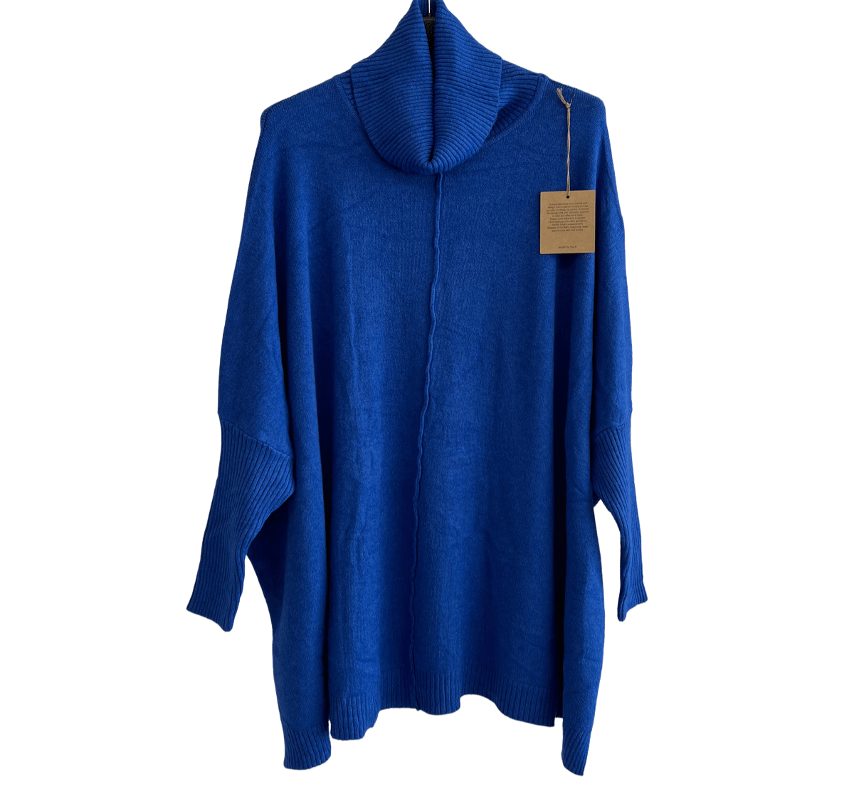 Womens Italian Oversized Cowl Neck Box Shaped Jumper with Exposed Seam Detail