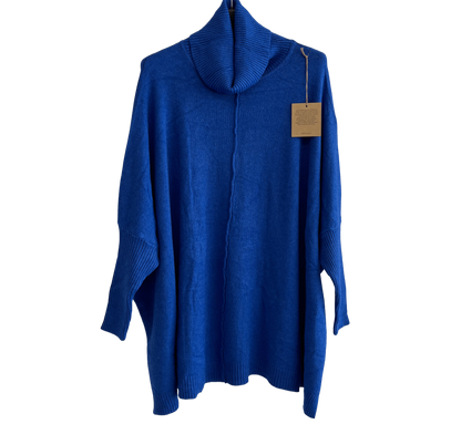 Womens Italian Oversized Cowl Neck Box Shaped Jumper with Exposed Seam Detail
