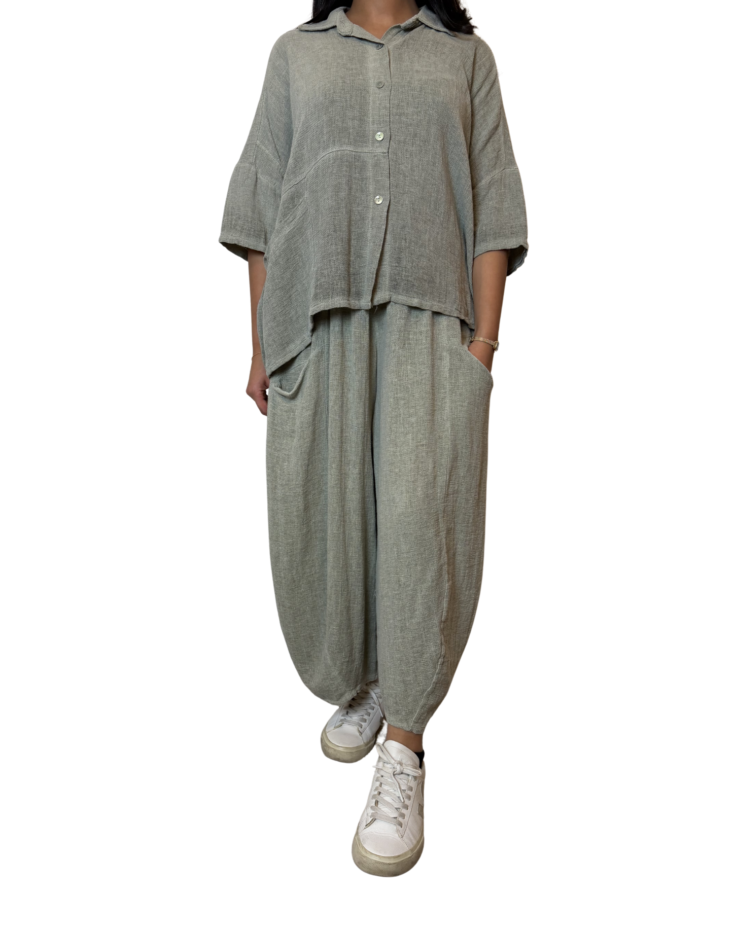 Linen Blend Co-Ord Set – Shirt & Trousers