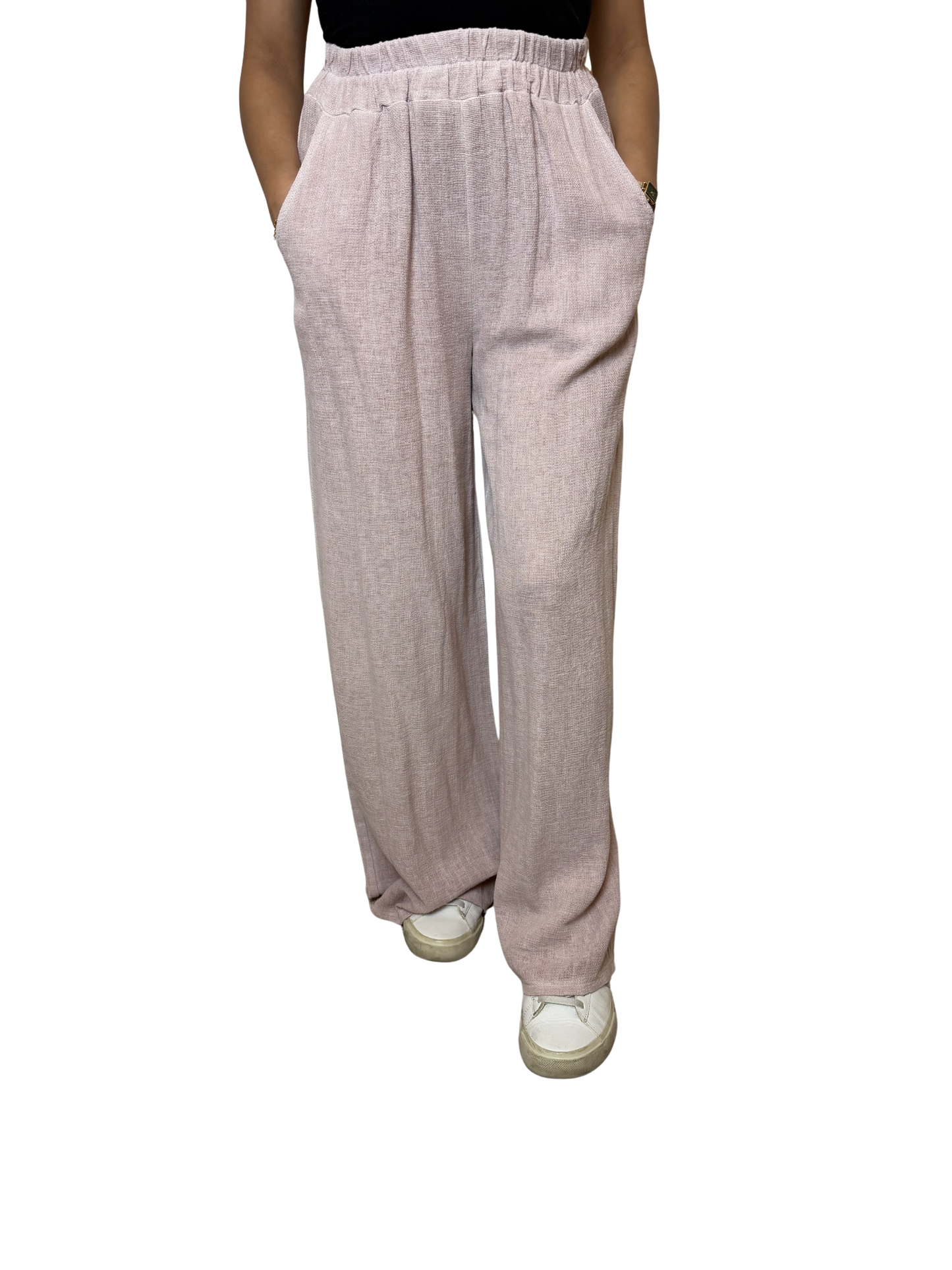 2 Pocket Wide Leg Linen Blend Trousers
