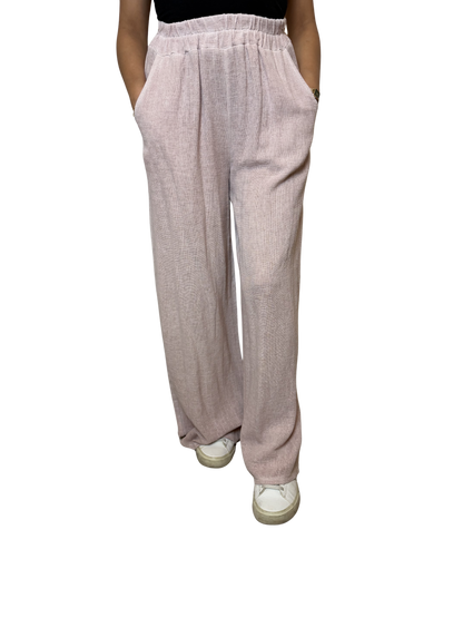 2 Pocket Wide Leg Linen Blend Trousers
