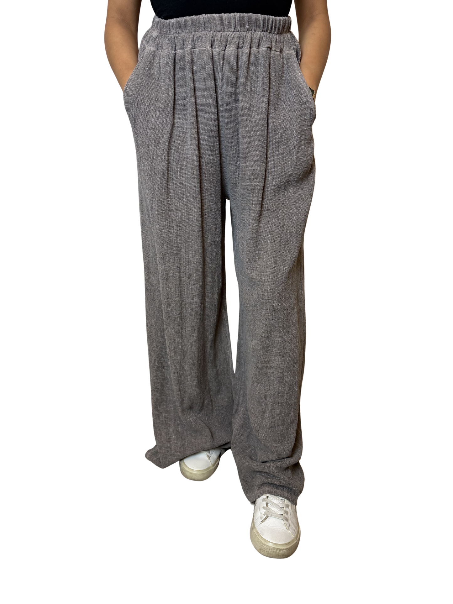 2 Pocket Wide Leg Linen Blend Trousers