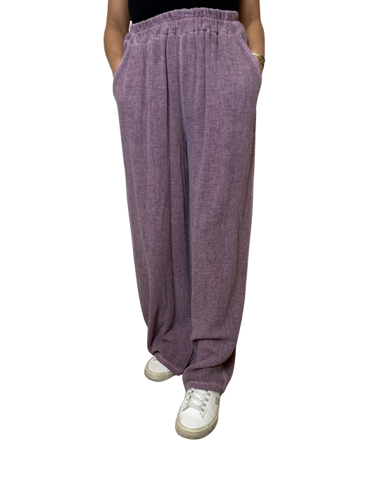 2 Pocket Wide Leg Linen Blend Trousers