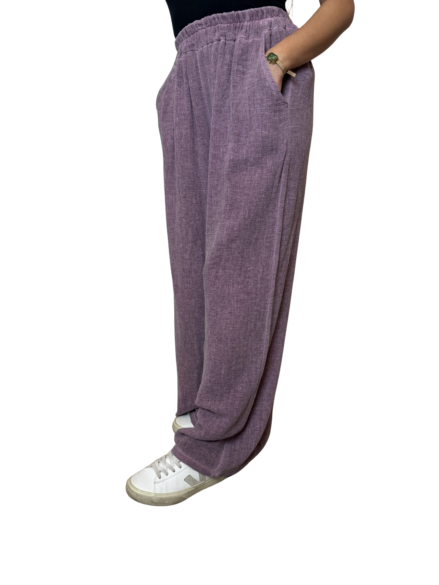 2 Pocket Wide Leg Linen Blend Trousers