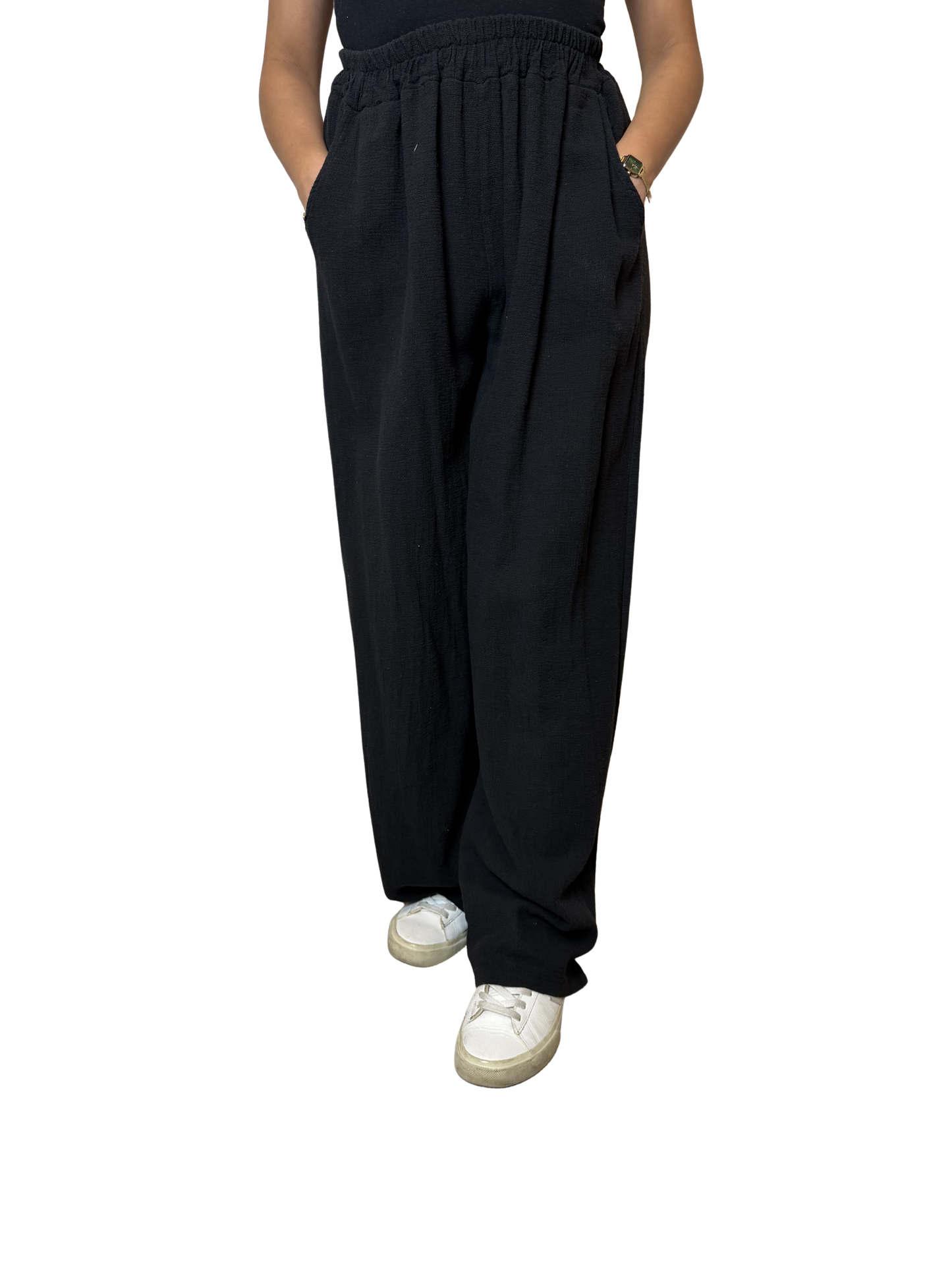 2 Pocket Wide Leg Linen Blend Trousers