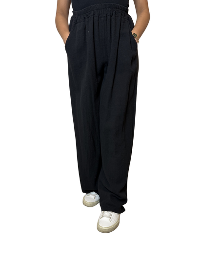 2 Pocket Wide Leg Linen Blend Trousers