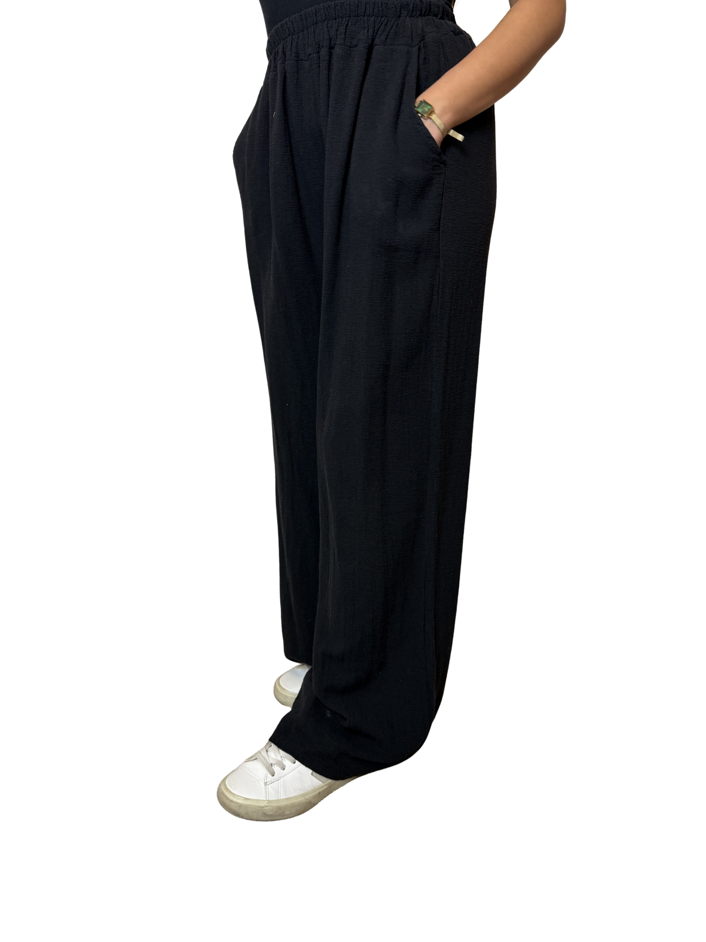 2 Pocket Wide Leg Linen Blend Trousers