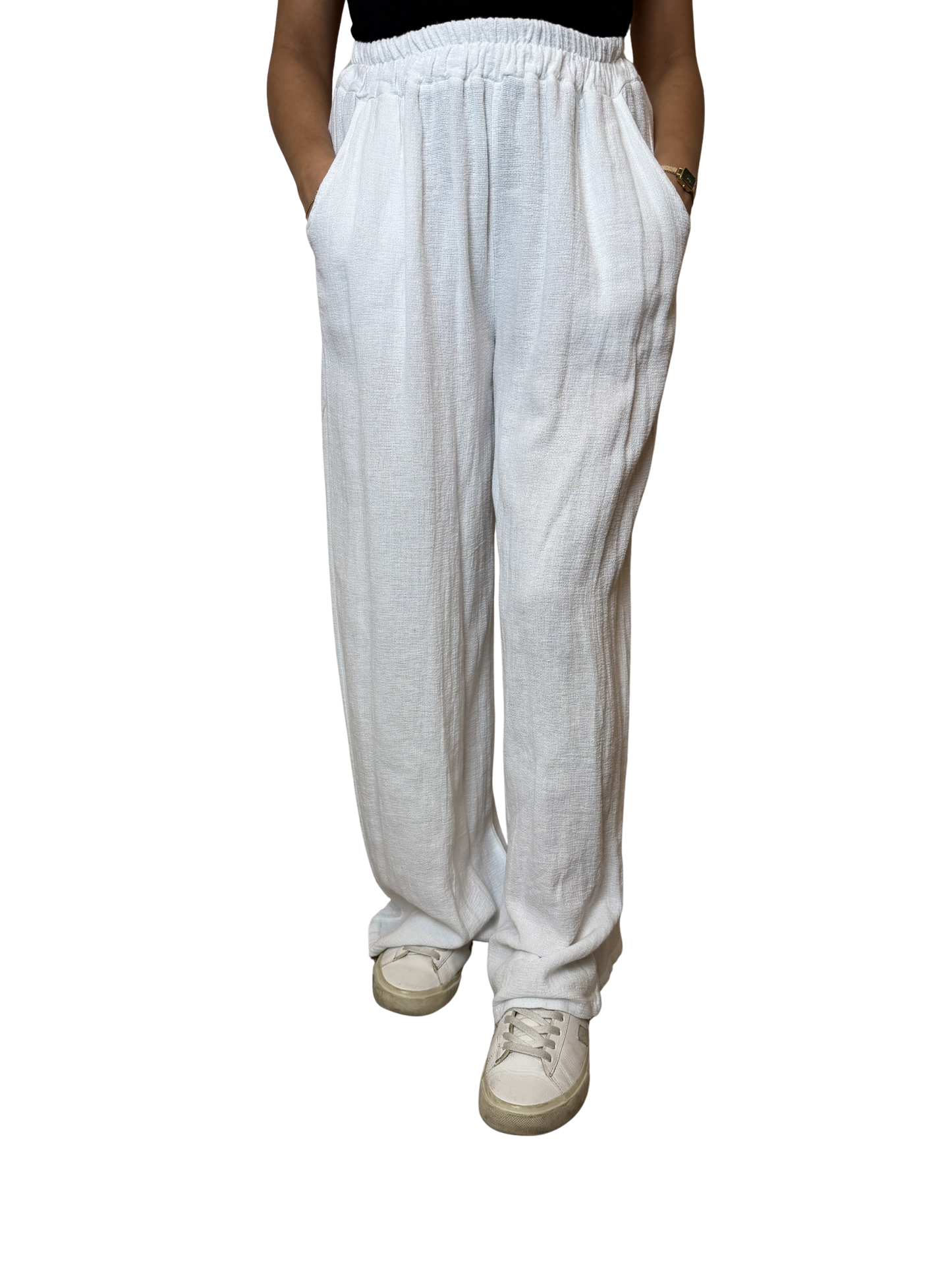 2 Pocket Wide Leg Linen Blend Trousers