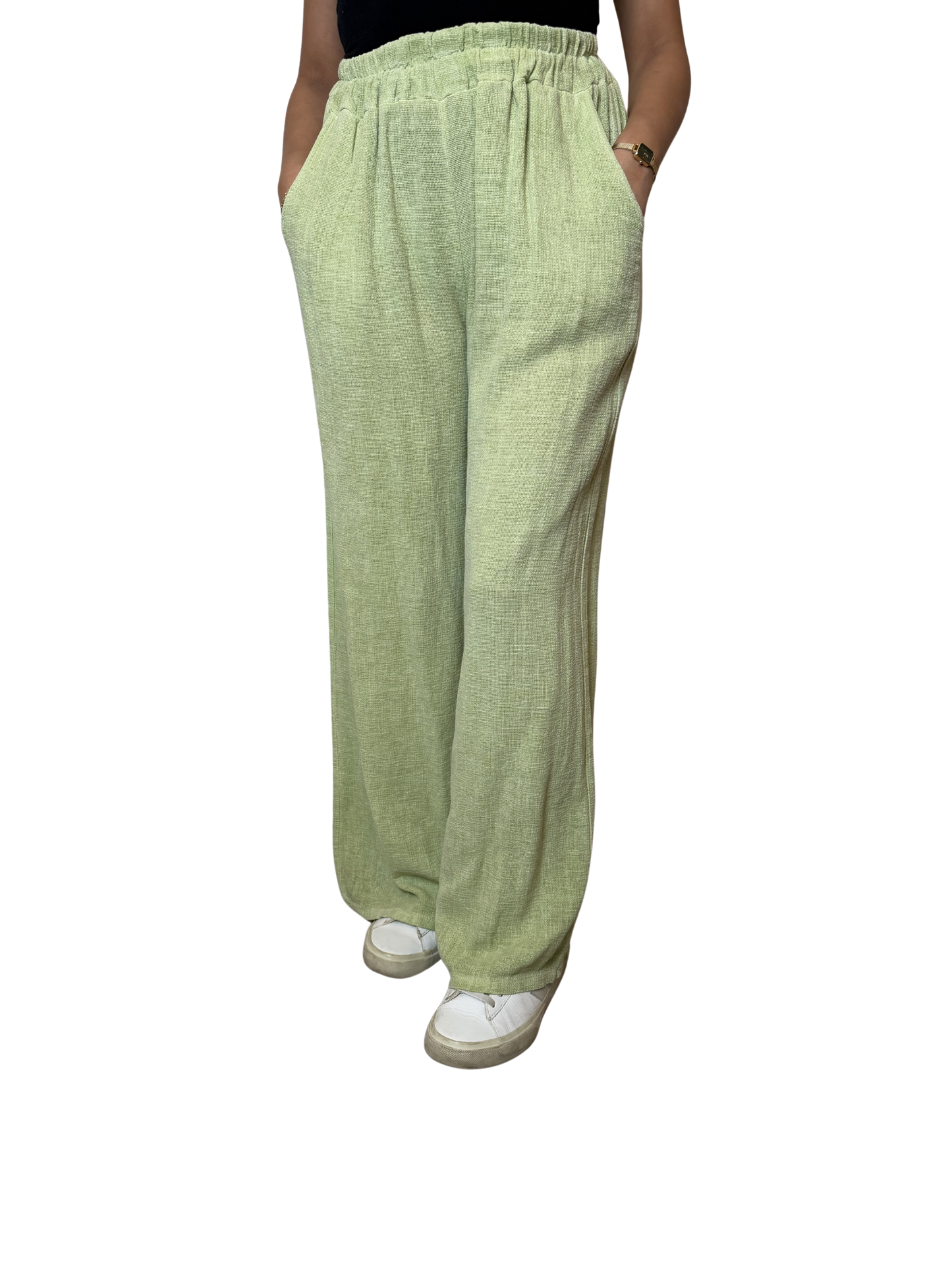 2 Pocket Wide Leg Linen Blend Trousers