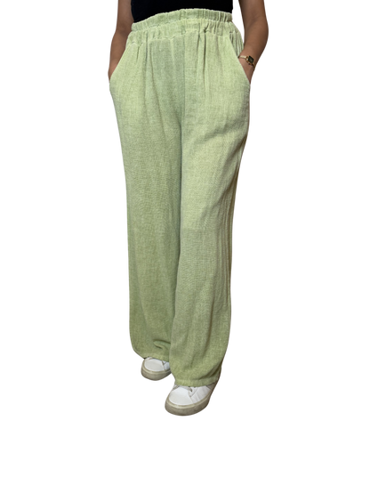 2 Pocket Wide Leg Linen Blend Trousers