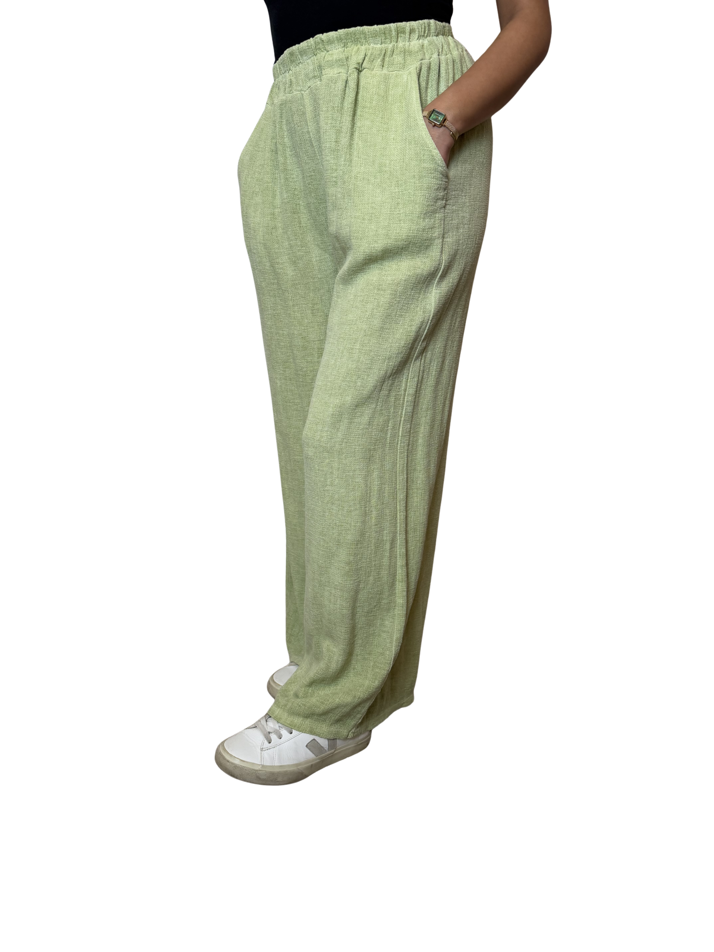 2 Pocket Wide Leg Linen Blend Trousers