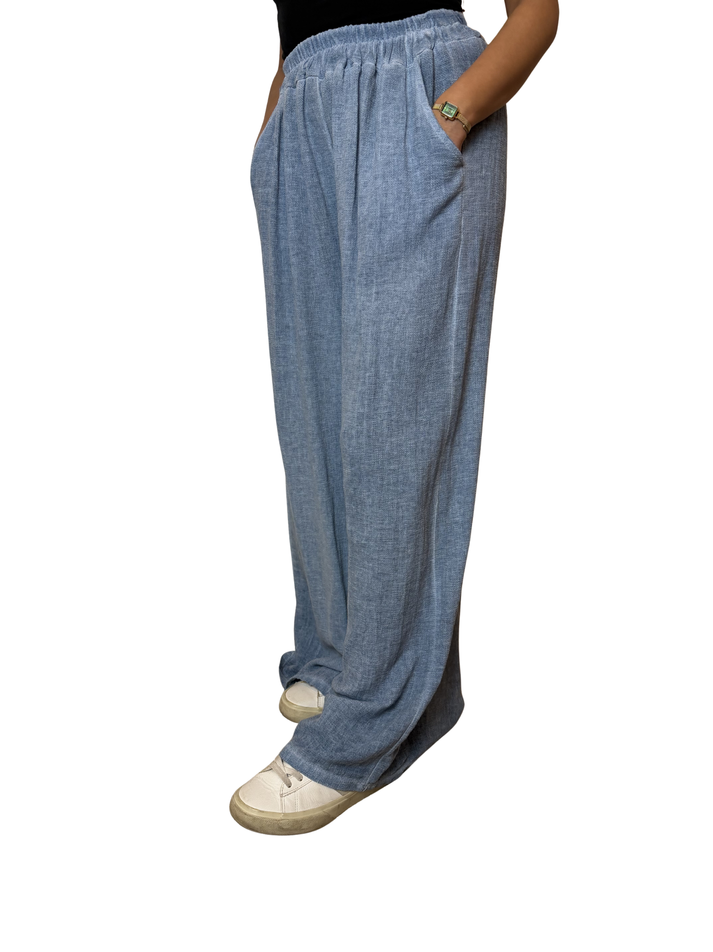 2 Pocket Wide Leg Linen Blend Trousers