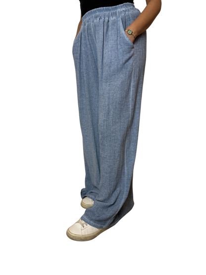 2 Pocket Wide Leg Linen Blend Trousers