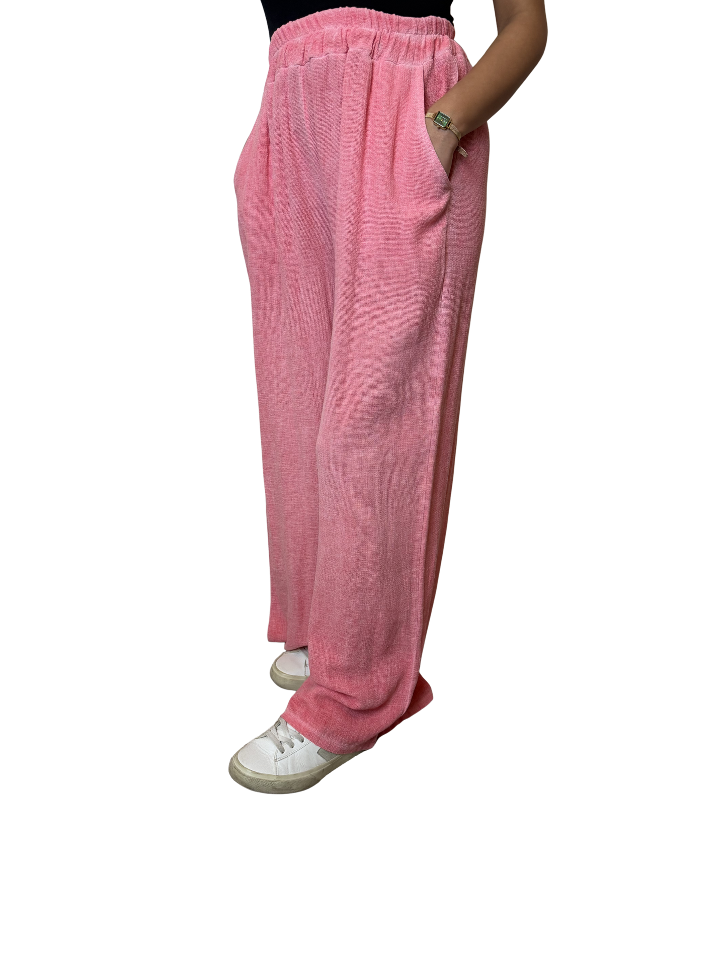 2 Pocket Wide Leg Linen Blend Trousers