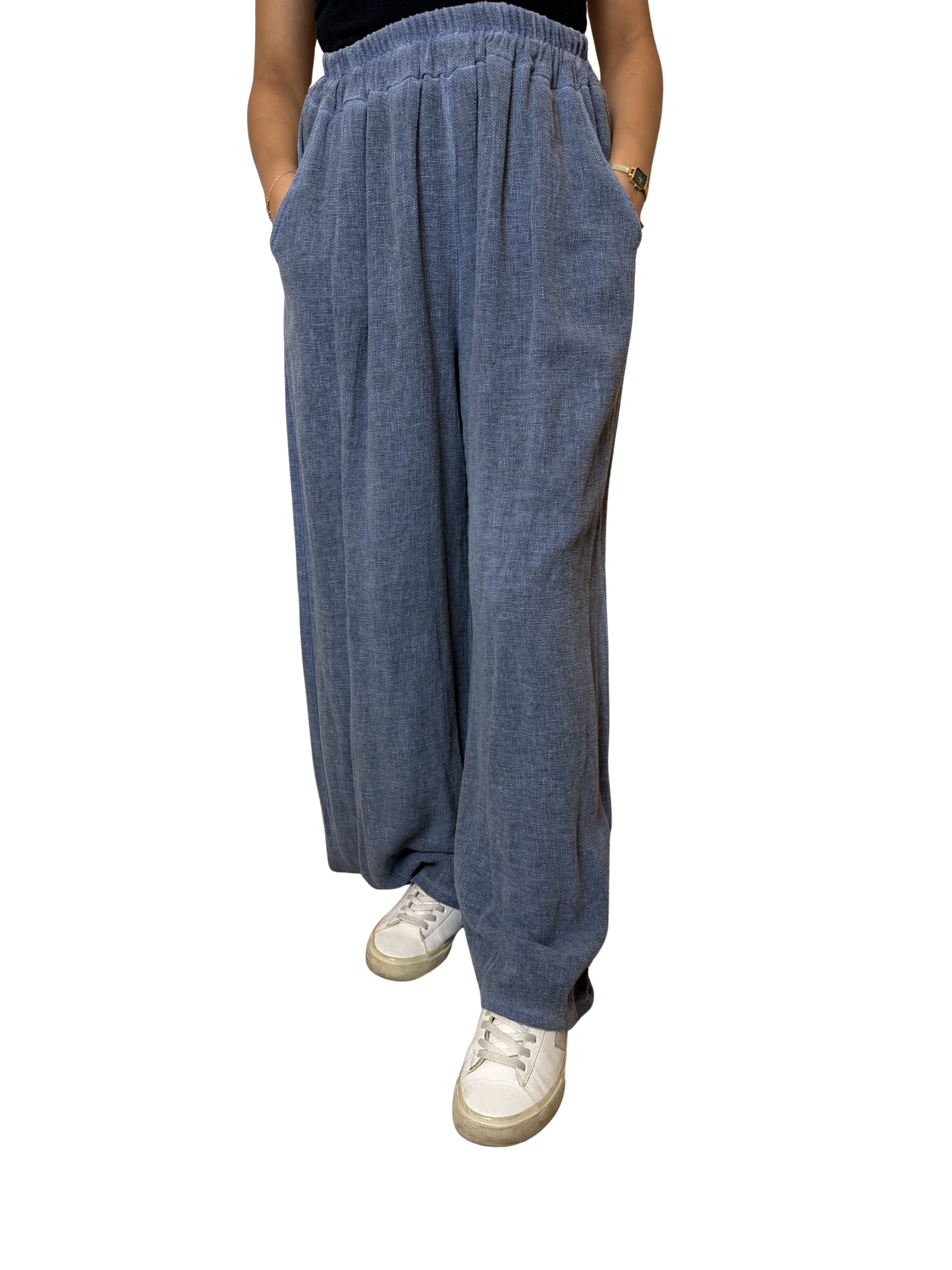2 Pocket Wide Leg Linen Blend Trousers