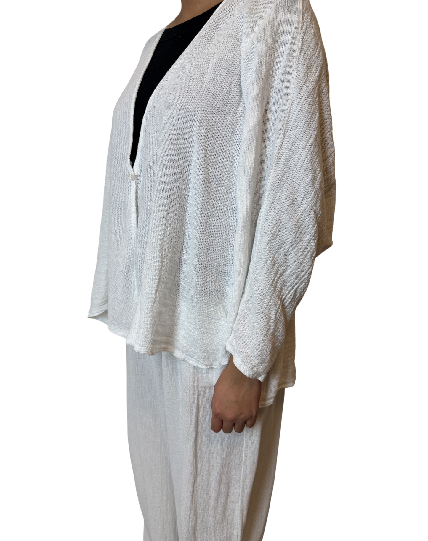 Linen One Button Cardigan Overtop