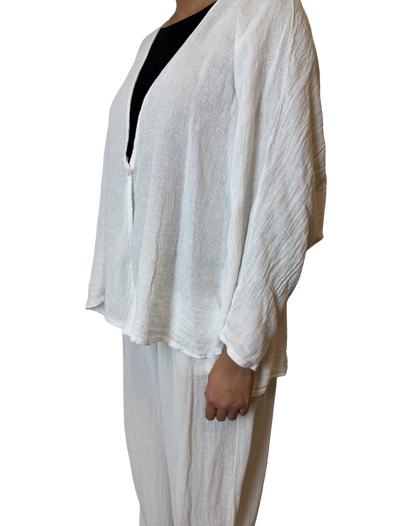 Linen One Button Cardigan Overtop