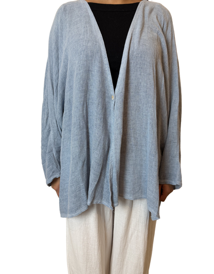 Linen One Button Cardigan Overtop