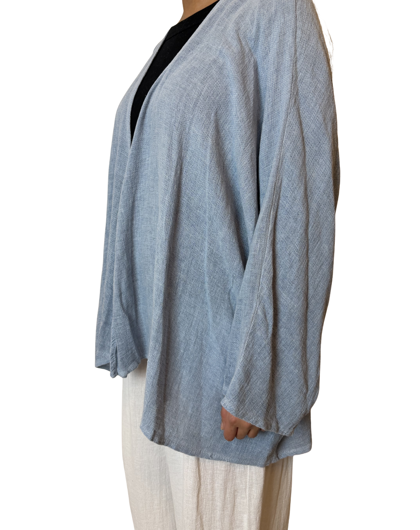 Linen One Button Cardigan Overtop