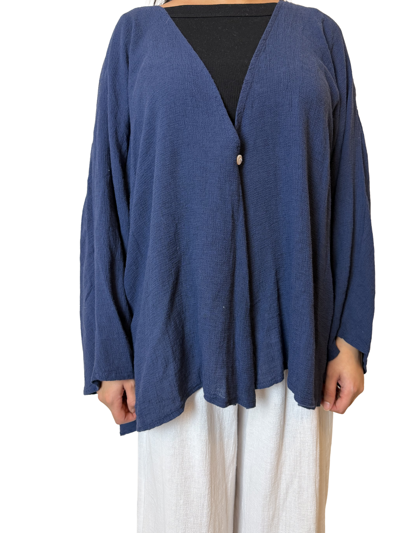 Linen One Button Cardigan Overtop