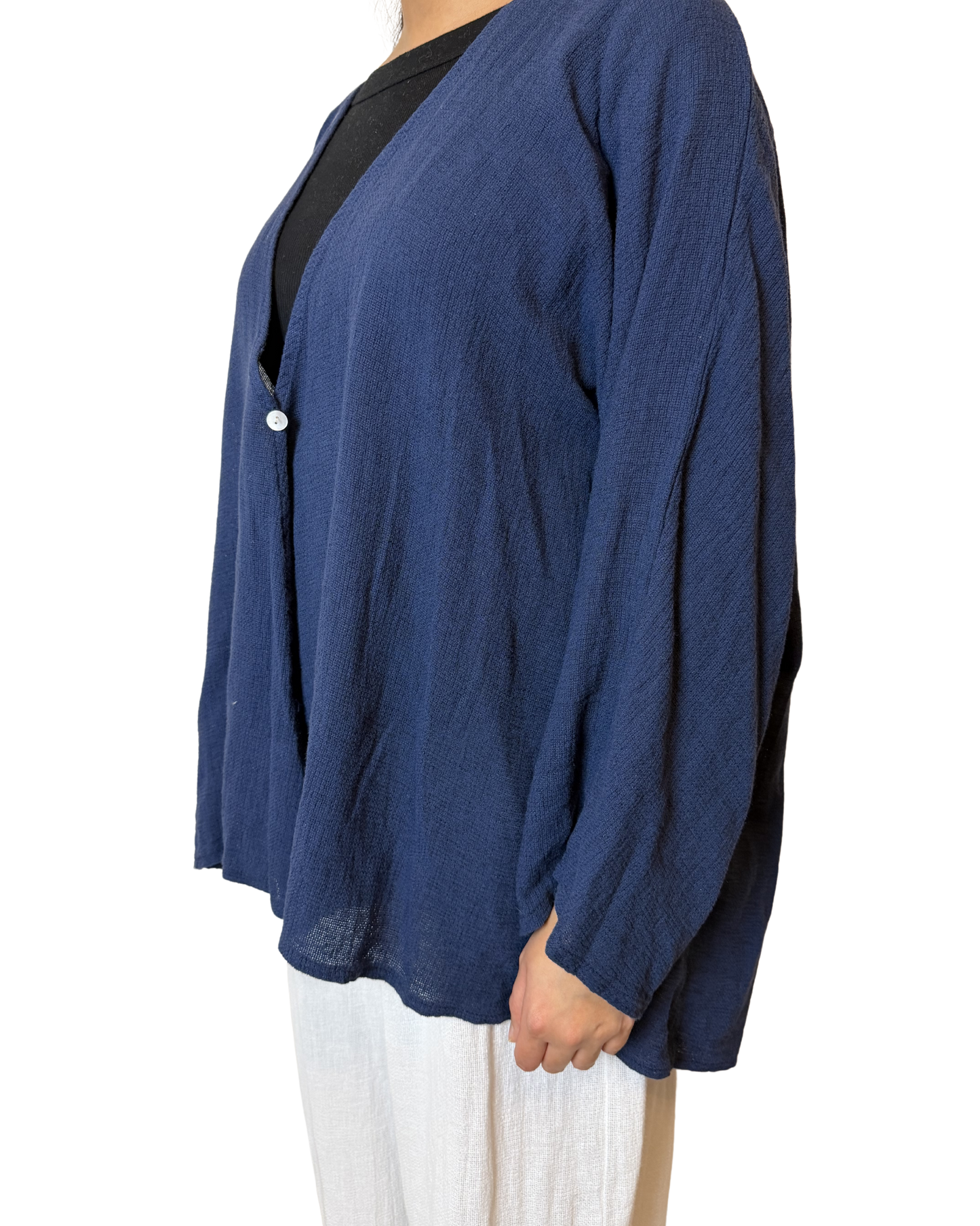 Linen One Button Cardigan Overtop