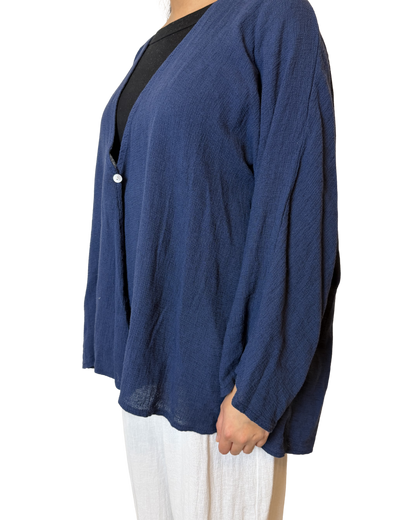 Linen One Button Cardigan Overtop