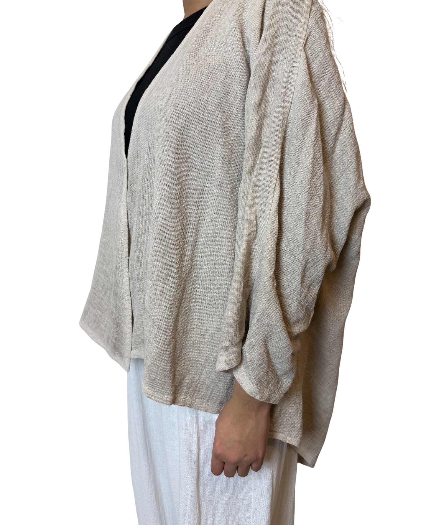Linen One Button Cardigan Overtop