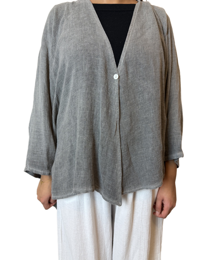 Linen One Button Cardigan Overtop