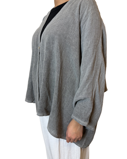 Linen One Button Cardigan Overtop
