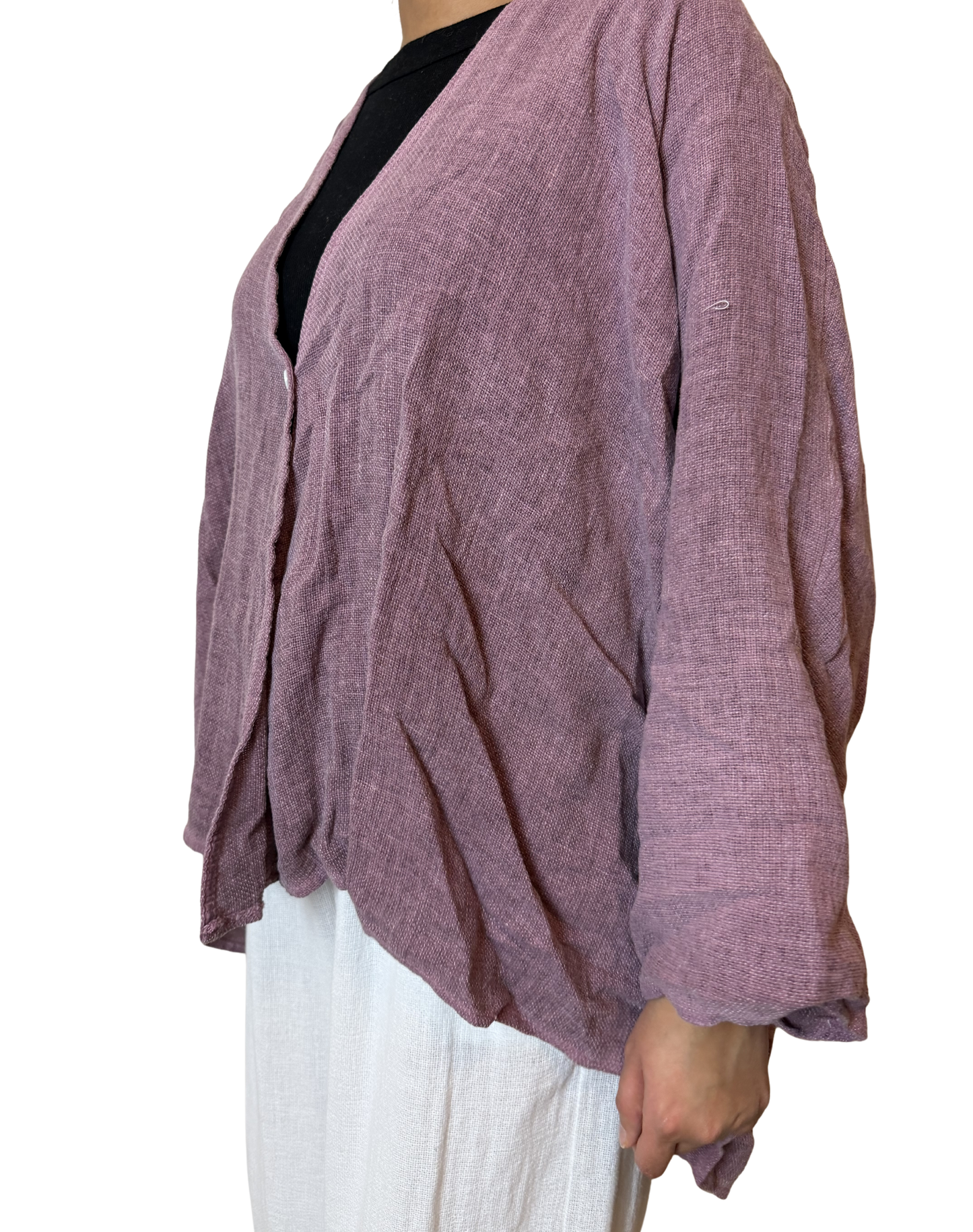 Linen One Button Cardigan Overtop