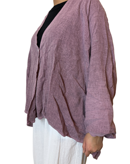 Linen One Button Cardigan Overtop