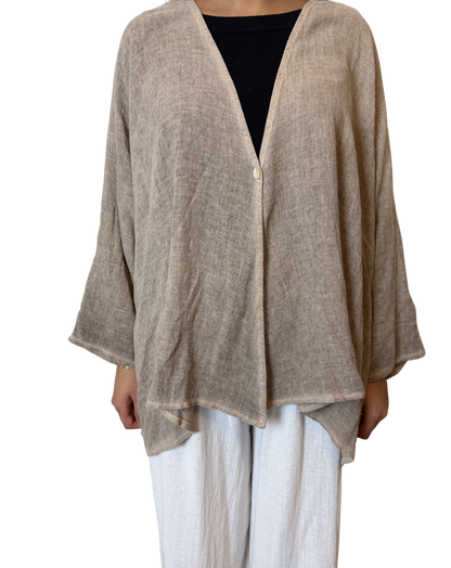 Linen One Button Cardigan Overtop