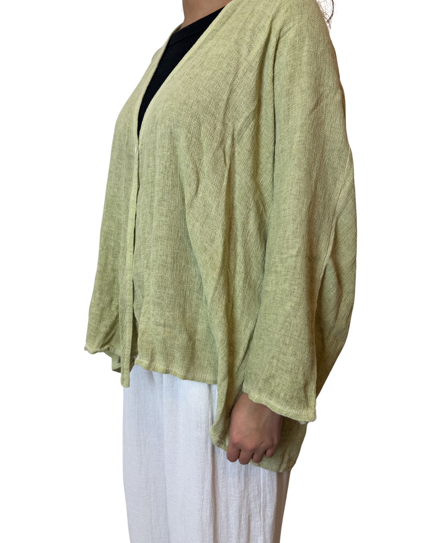 Linen One Button Cardigan Overtop