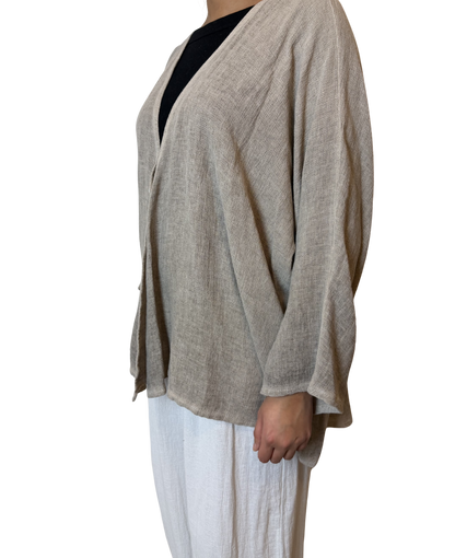 Linen One Button Cardigan Overtop