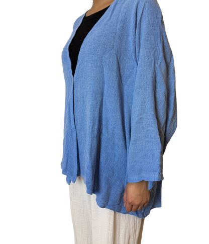 Linen One Button Cardigan Overtop