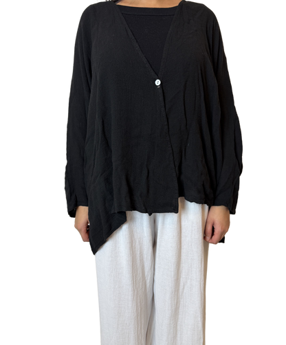 Linen One Button Cardigan Overtop