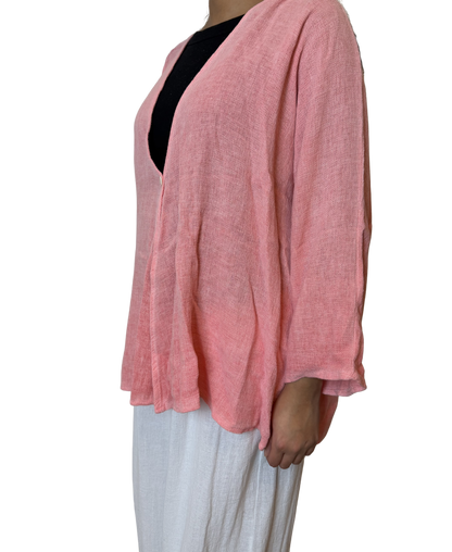 Linen One Button Cardigan Overtop